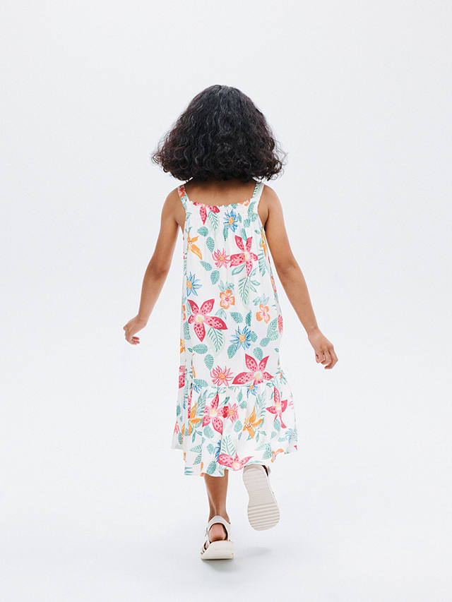 John Lewis Kids' Tropical Flowers Ruffle Dress, Multi