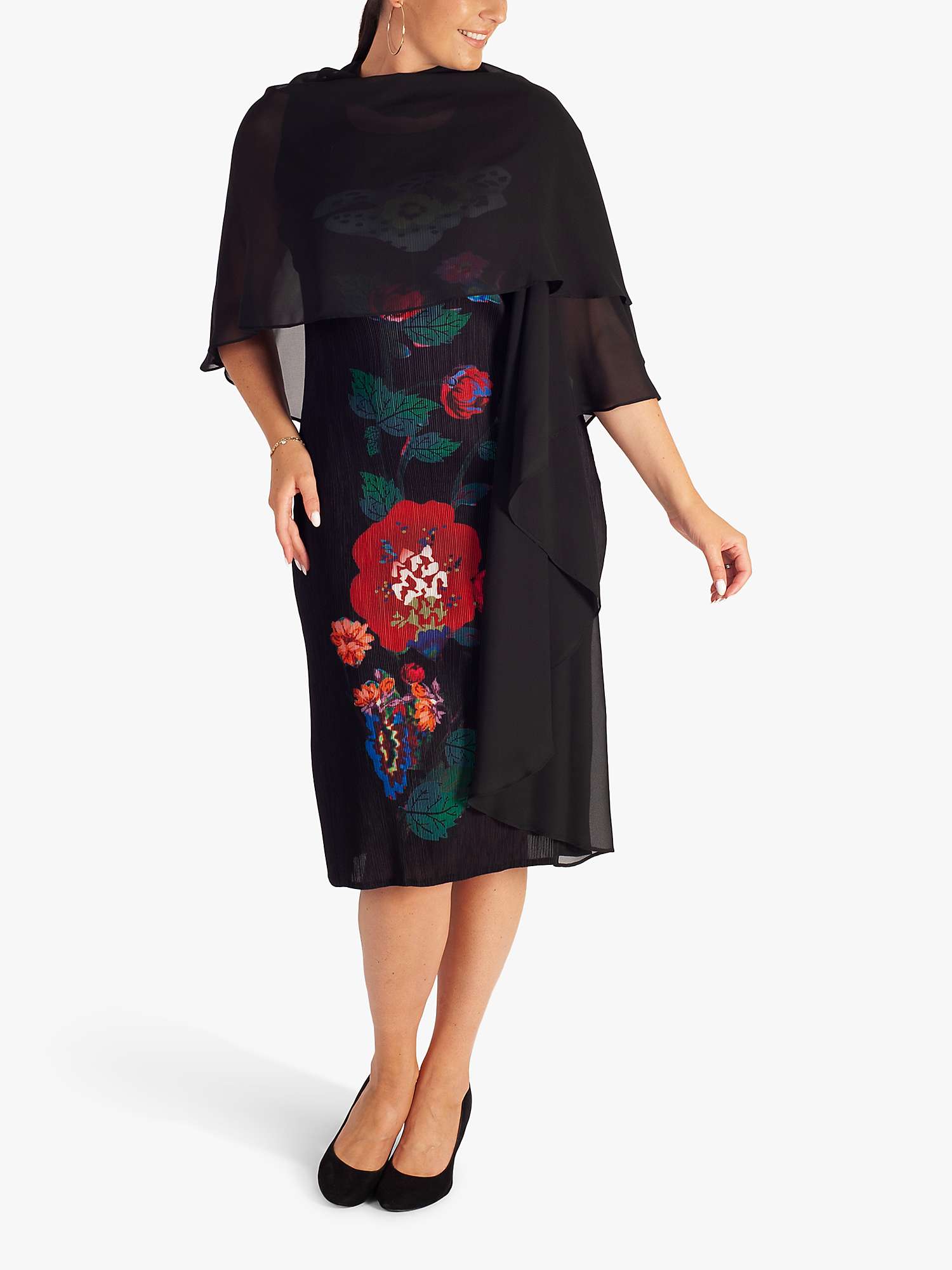 Buy chesca Floral Panel Sleeveless Dress, Black/Multi Online at johnlewis.com