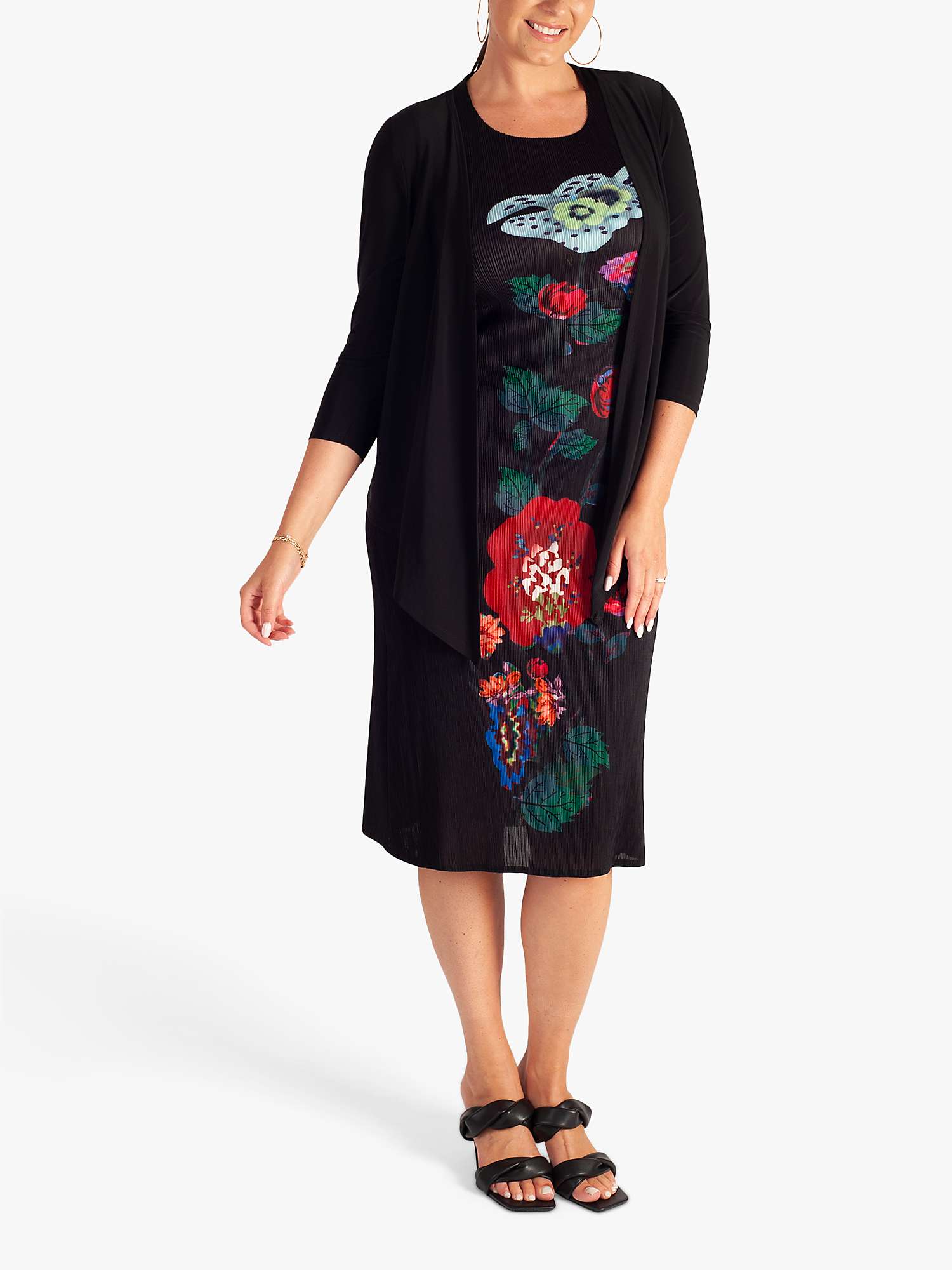 Buy chesca Floral Panel Sleeveless Dress, Black/Multi Online at johnlewis.com
