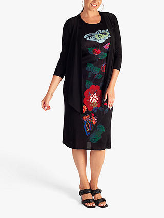 chesca Floral Panel Sleeveless Dress, Black/Multi