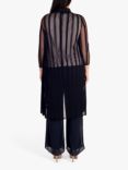 chesca Long Striped Mesh Coat, Dark Navy