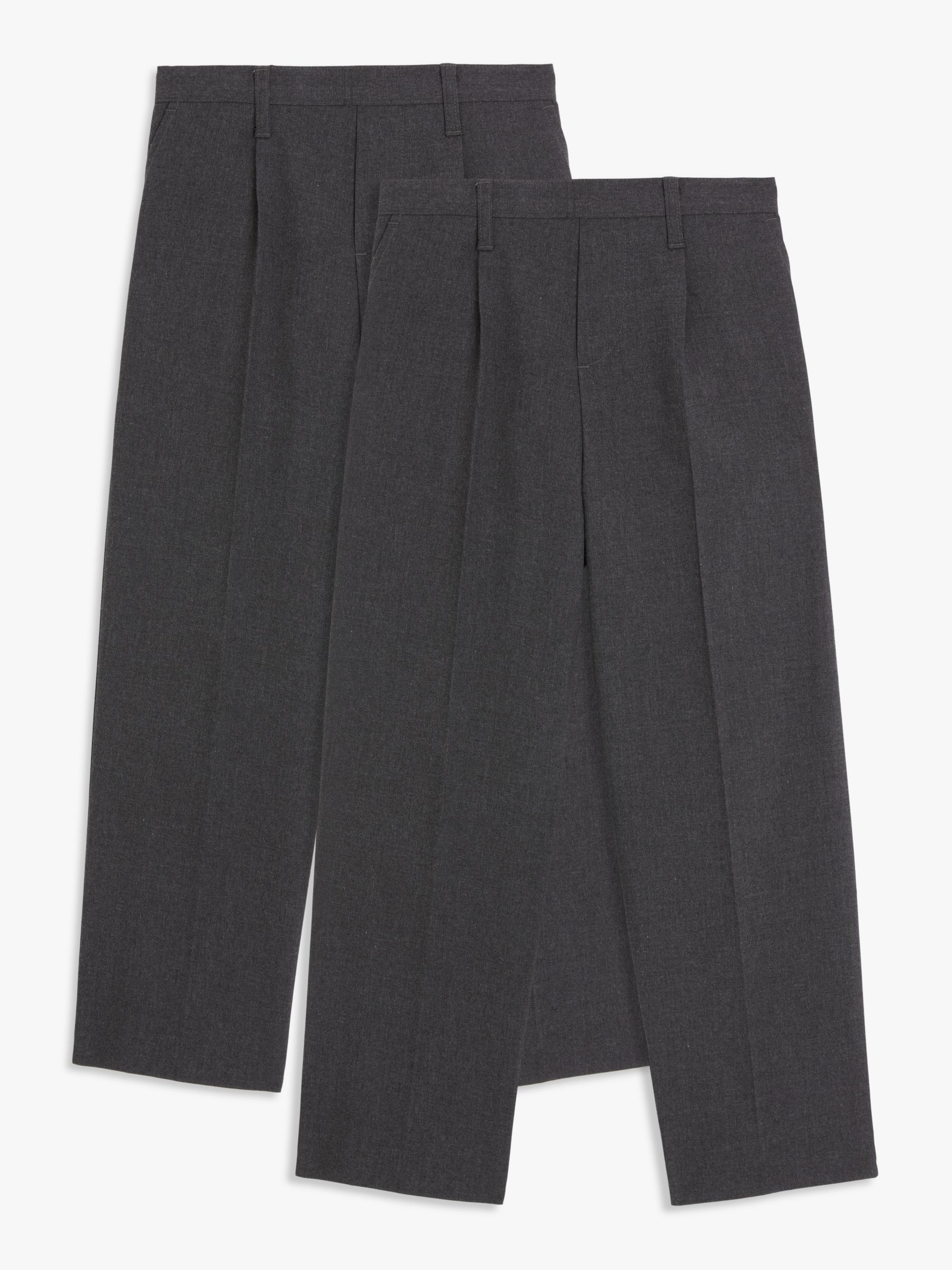 John Lewis Boys' Adjustable Waist Stain Resistant Slim Fit School Trousers,  Black at John Lewis & Partners