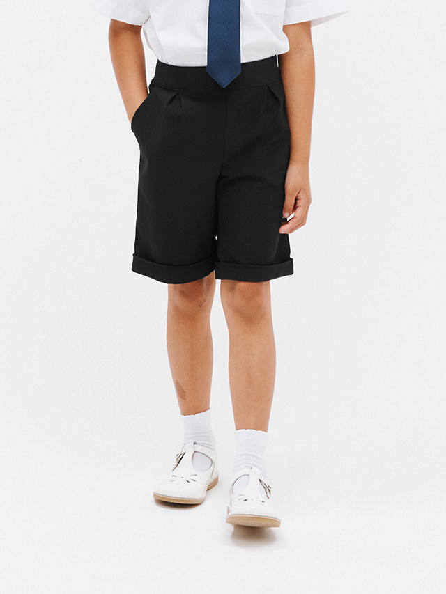 John Lewis Girls' Adjustable Waist City School Shorts, Black