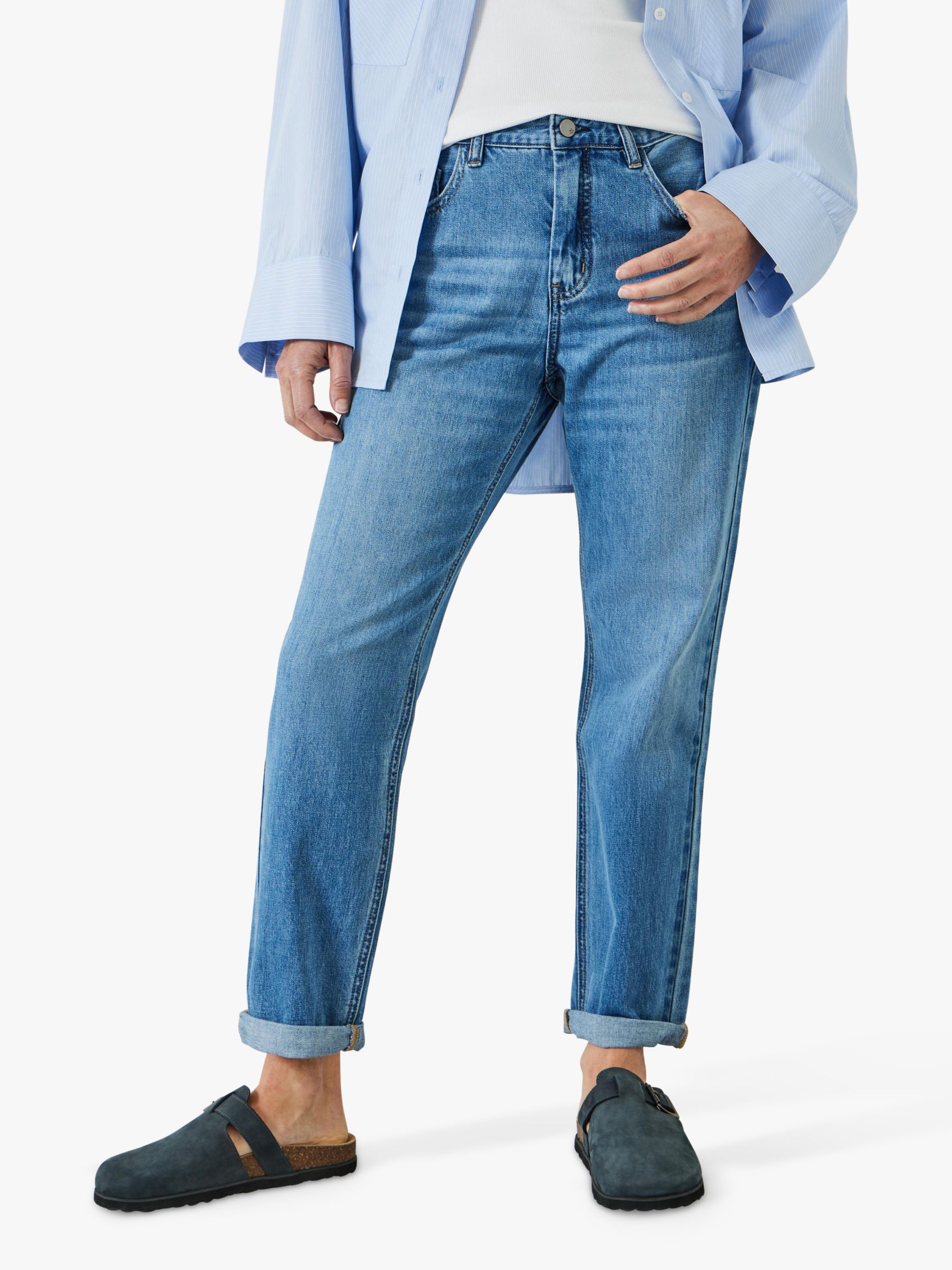 hush Boyfriend Straight Fit Jeans, Mid Authentic Blue at John Lewis ...