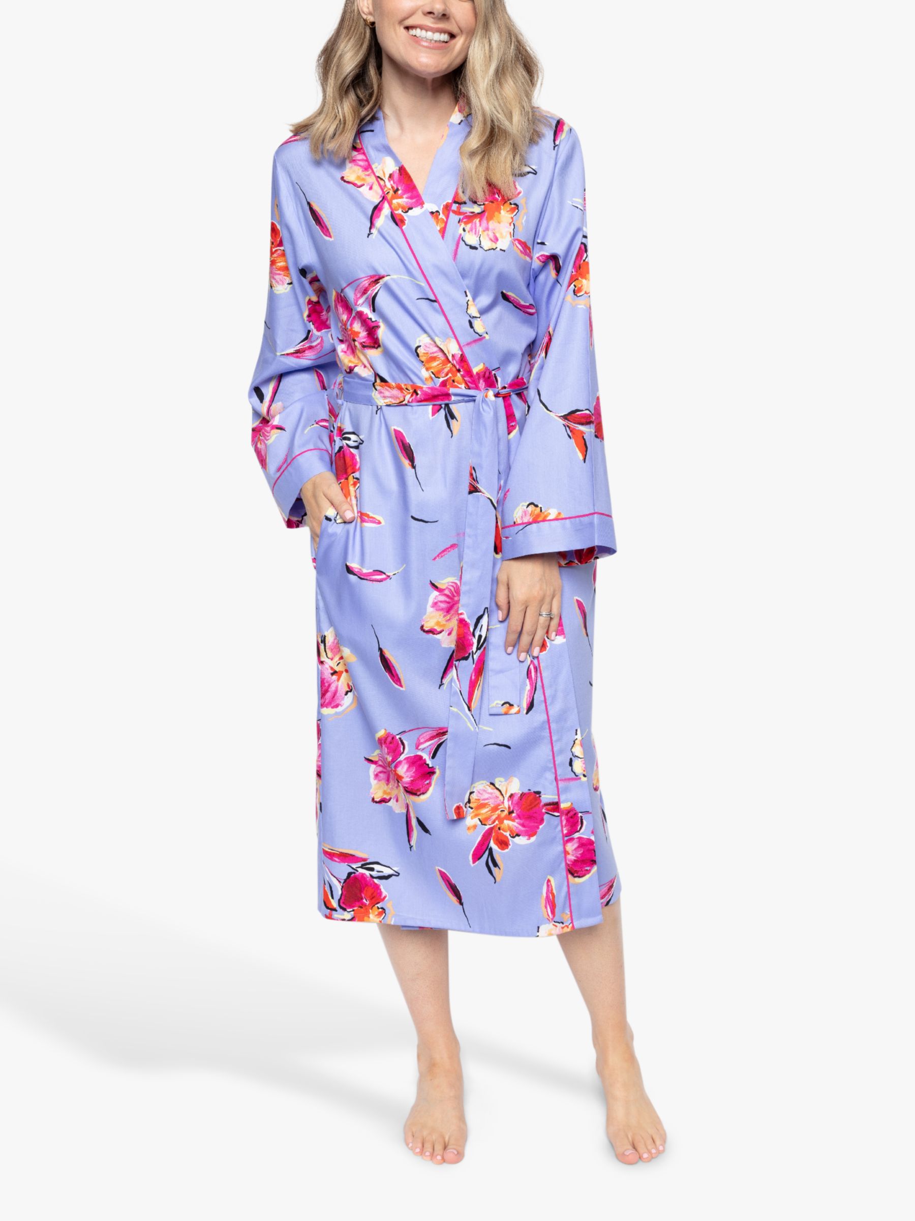 Cyberjammies Carrie Floral Print Dressing Gown, Lilac Mix at John Lewis