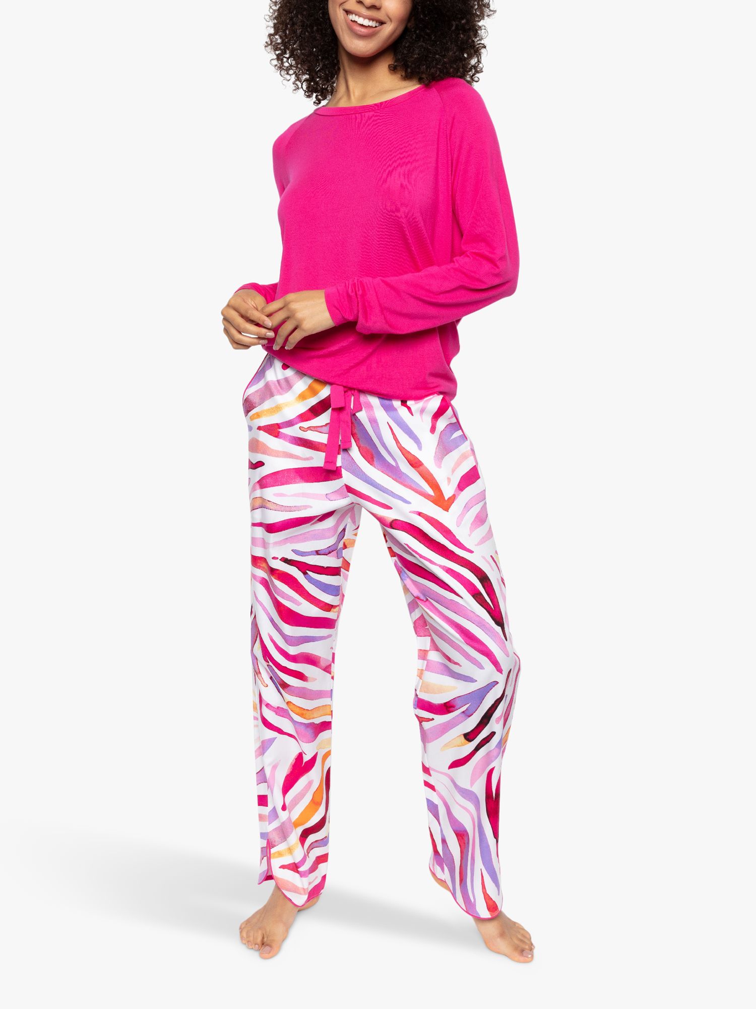 Cyberjammies Carrie Brushstroke Print Pyjama Set Cerise Pink At John Lewis And Partners