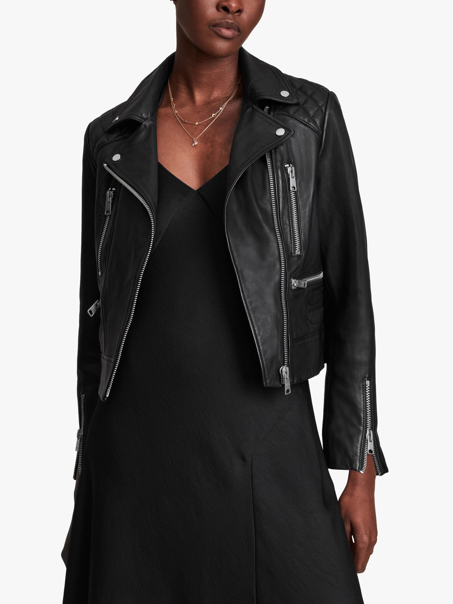 Allsaints Sulby Leather Biker Jacket Black