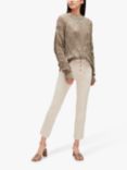 7 For All Mankind Straight Button Fly Cropped Jeans, Beige