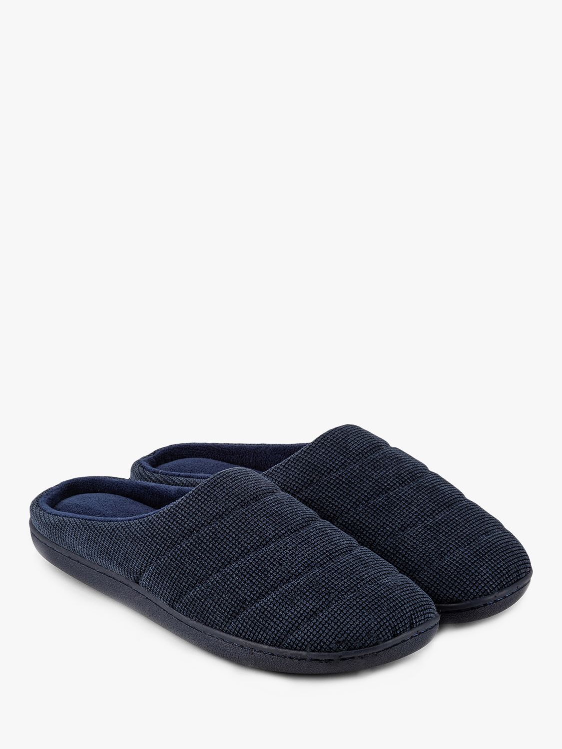 totes Isotoner Textured Cord Stitched Mule Slippers, Navy at John Lewis ...