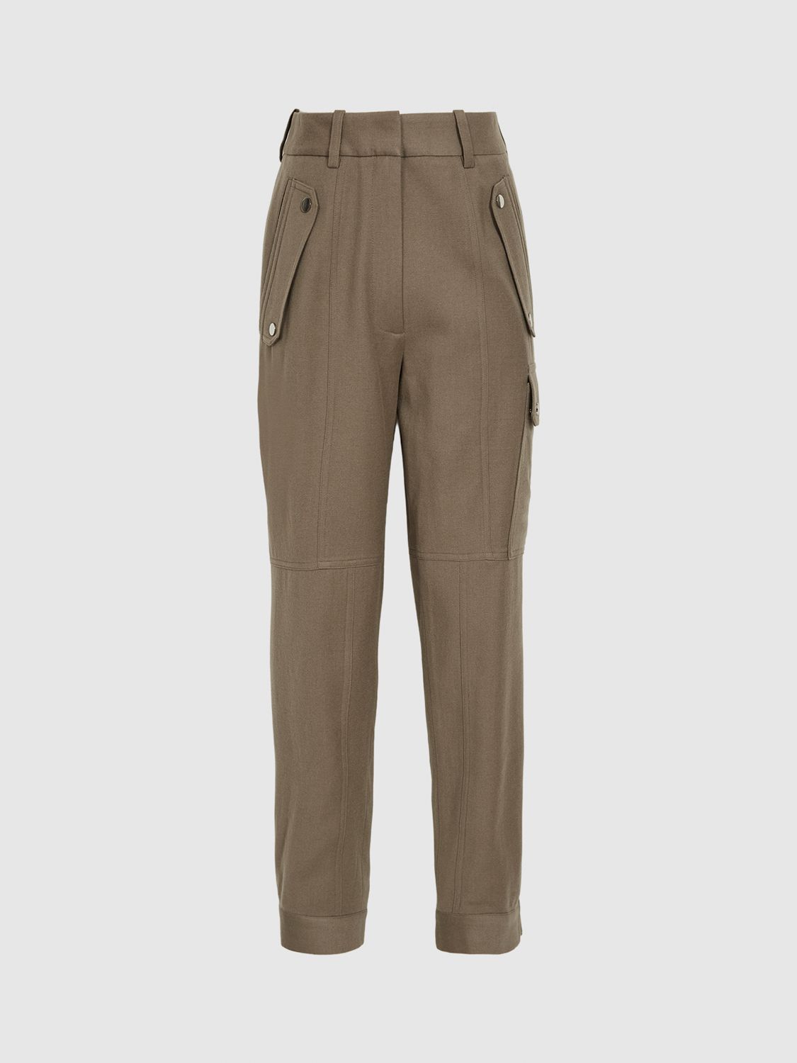 Reiss Kyla Wool Blend Combat Trousers, Taupe