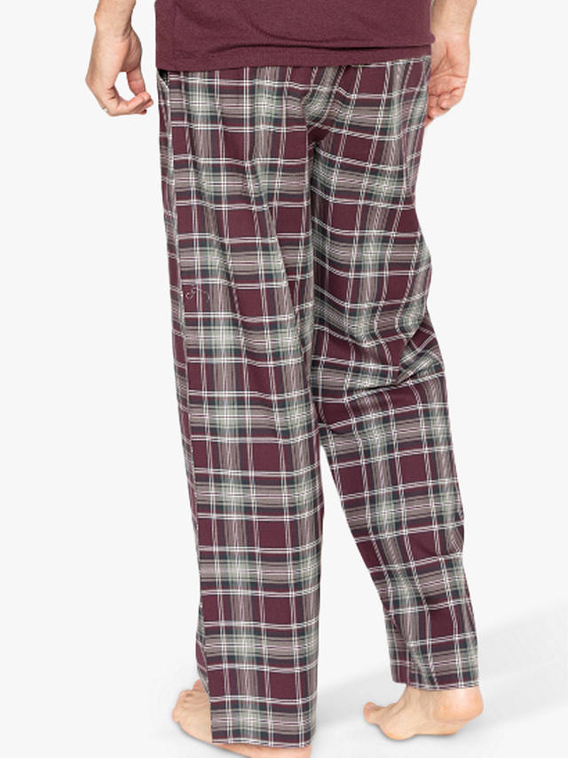 Cyberjammies Jack Cotton Check Pyjama Trousers, Burgundy Mix