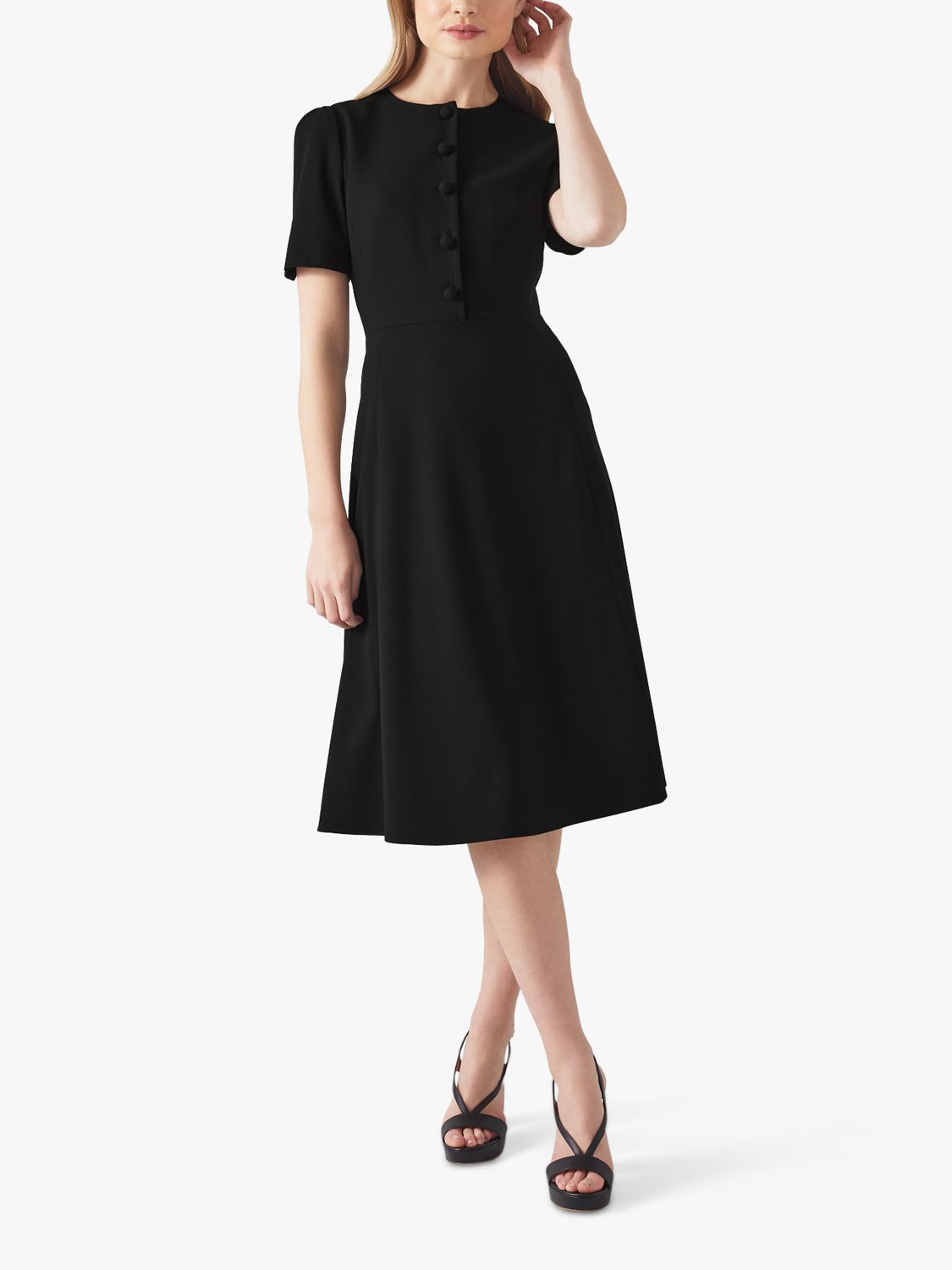 L.K.Bennett Rosalie Crepe A Line Dress, Black at John Lewis & Partners