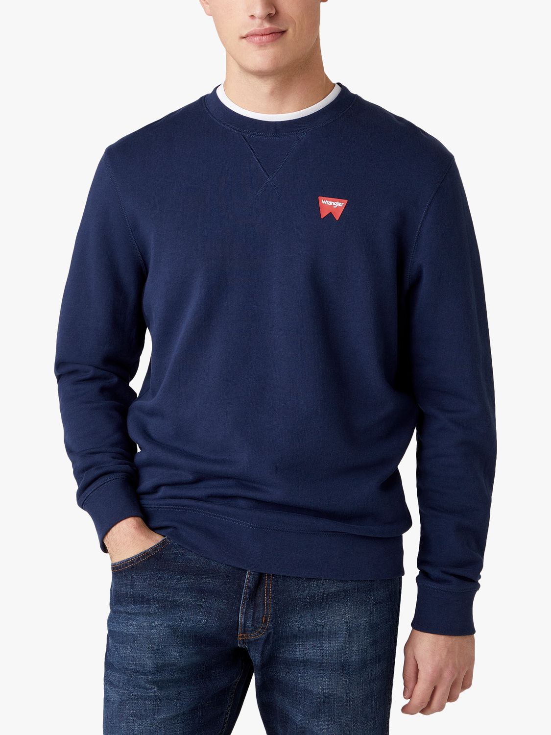 Wrangler Logo Crew Sweatshirt, Navy, S