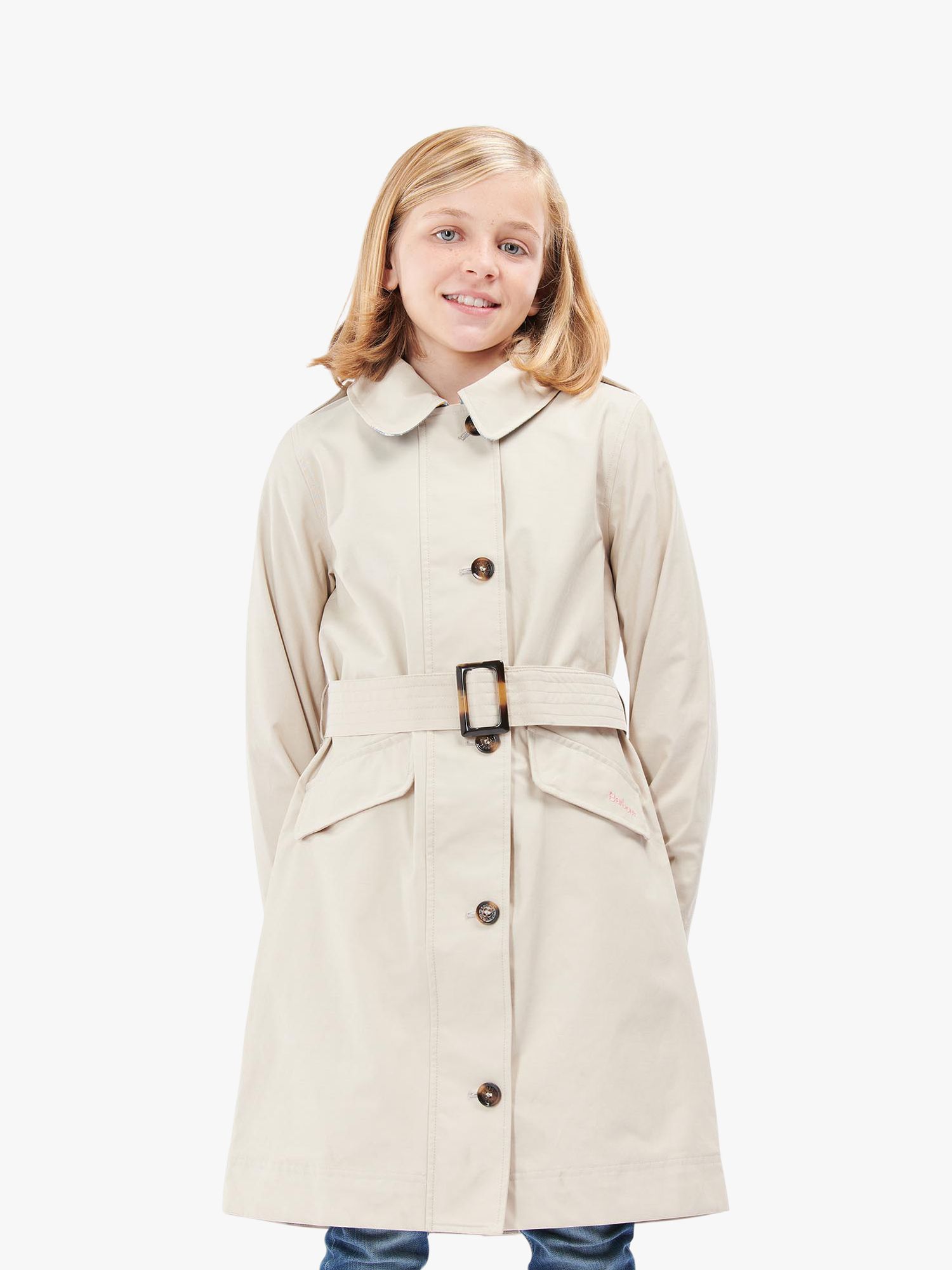 Barbour Kids' Camila Trench Coat, Stone
