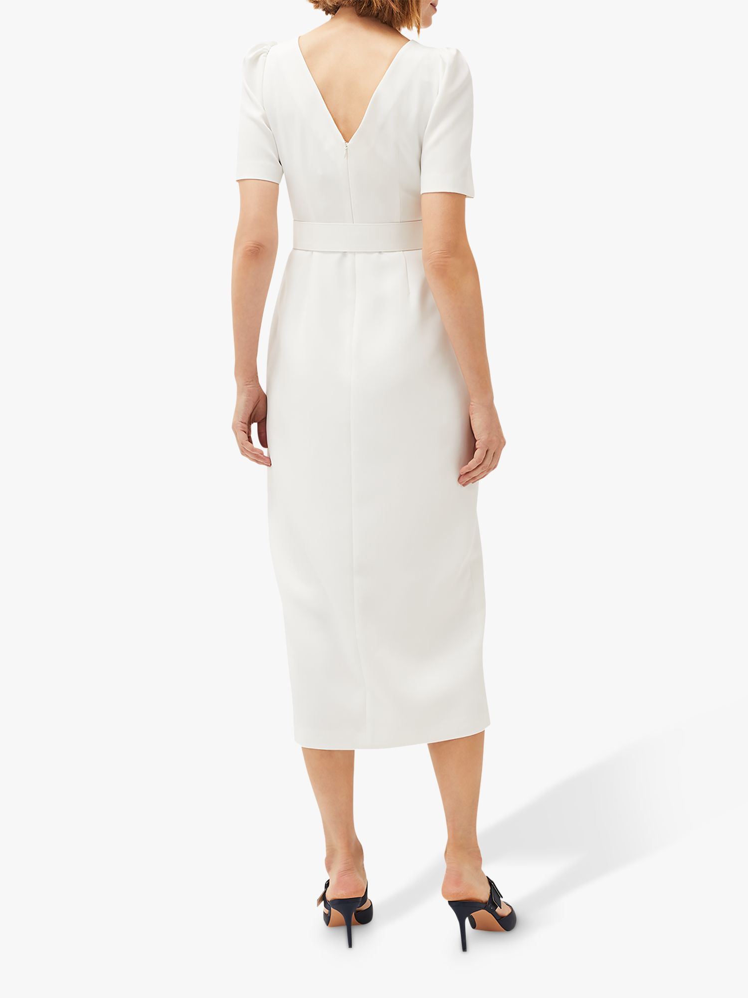 BELTED TAILORED DRESS - Oyster-white