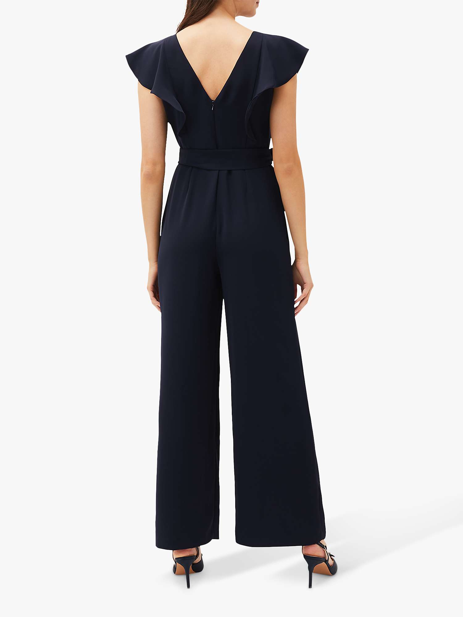 Phase Eight Frill Bodice Wide Leg Jumpsuit, Navy at John Lewis & Partners