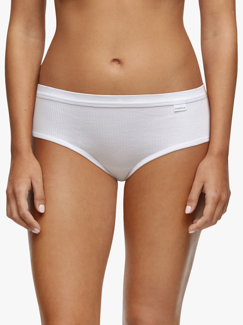 Chantelle Cotton Comfort High Waist Knickers, White at John Lewis & Partners