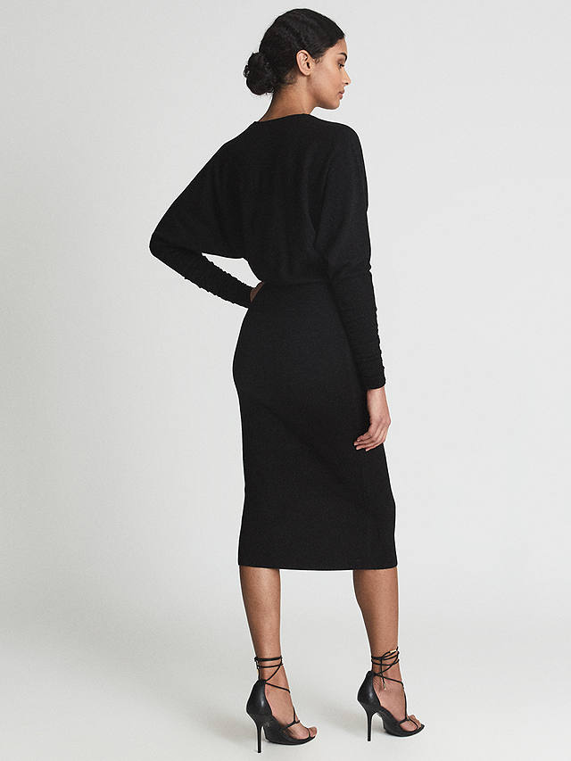 Reiss Jenna Knitted Cashmere Blend Jumper Dress, Black