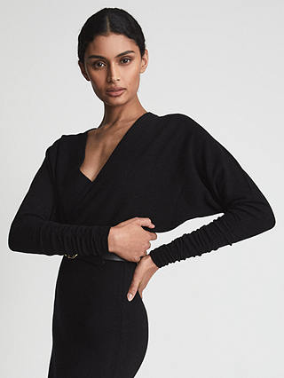 Reiss Jenna Knitted Cashmere Blend Jumper Dress, Black