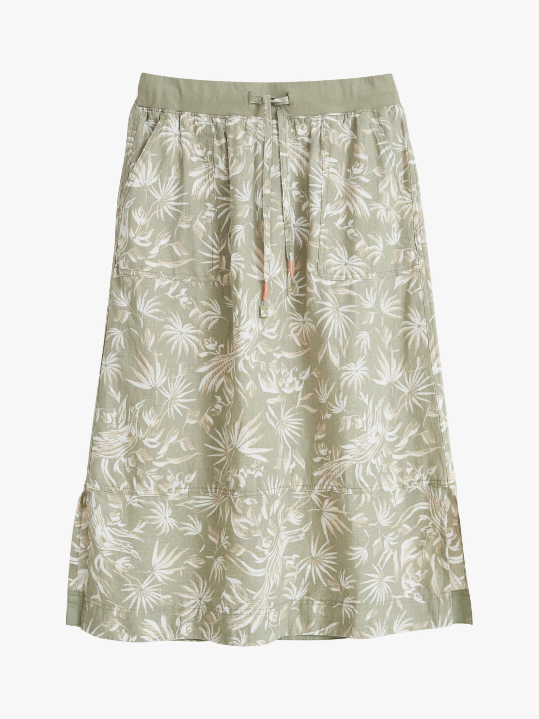 White Stuff Effie Linen Midi Skirt, Green at John Lewis & Partners