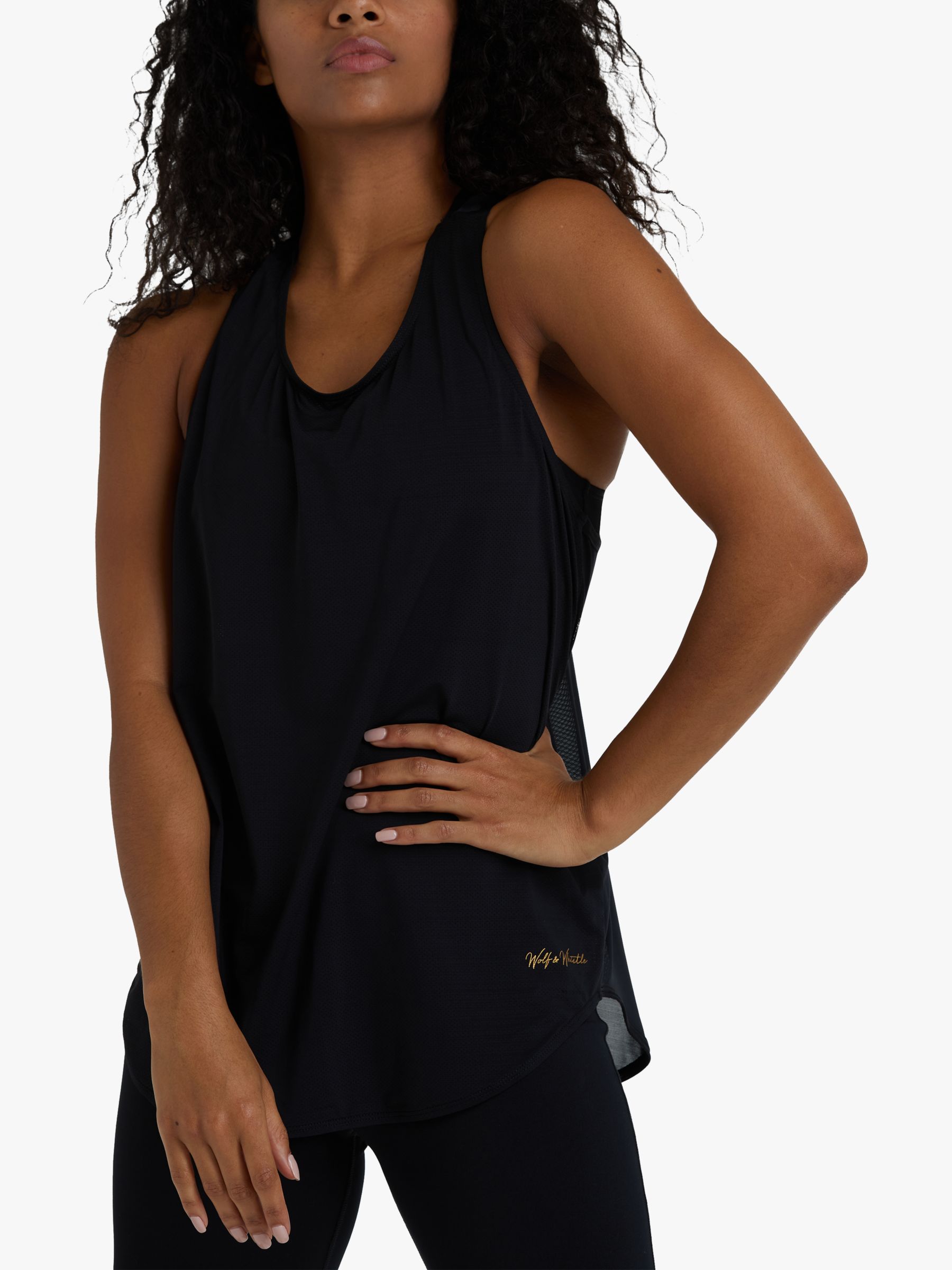 Wolf & Whistle Mesh Jersey Sports Vest, Blackesh Black 10 female 85% nylon, 15% elastane