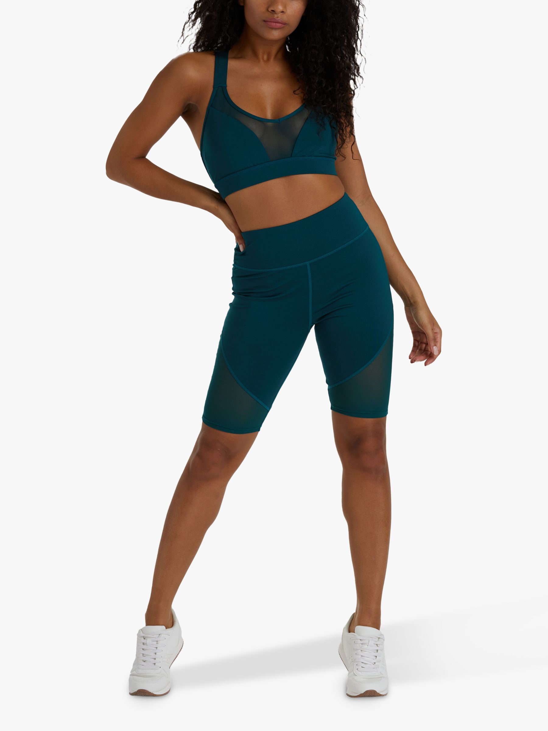 Wolf & Whistle Mix and Match Mesh Panel Shorts, Teal, 8