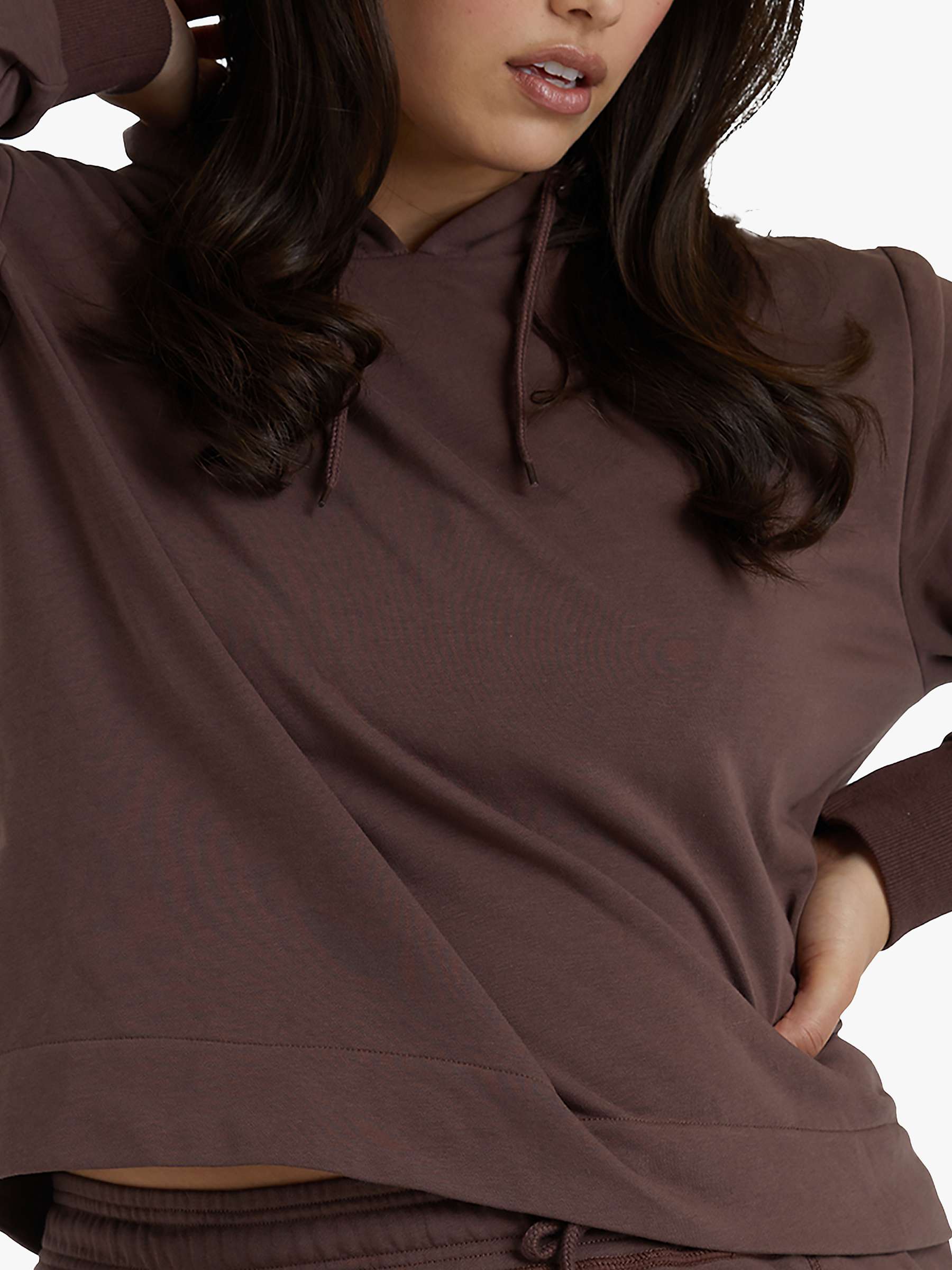 Buy Wolf & Whistle Curve Cropped Hooded Top, Brown Online at johnlewis.com