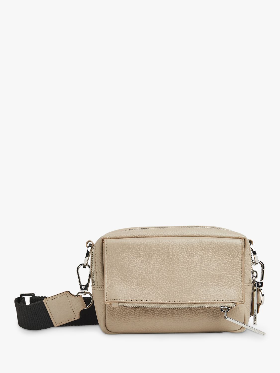 Whistles Bibi Leather Crossbody Bag, Taupe at John Lewis & Partners