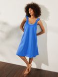 ANYDAY John Lewis & Partners Plain Frill Sleeve Beach Dress, Capri Blue