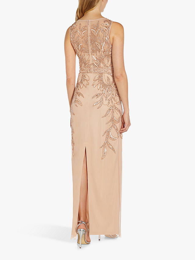 Adrianna Papell Papell Studio Beaded Column Dress, Rose Gold