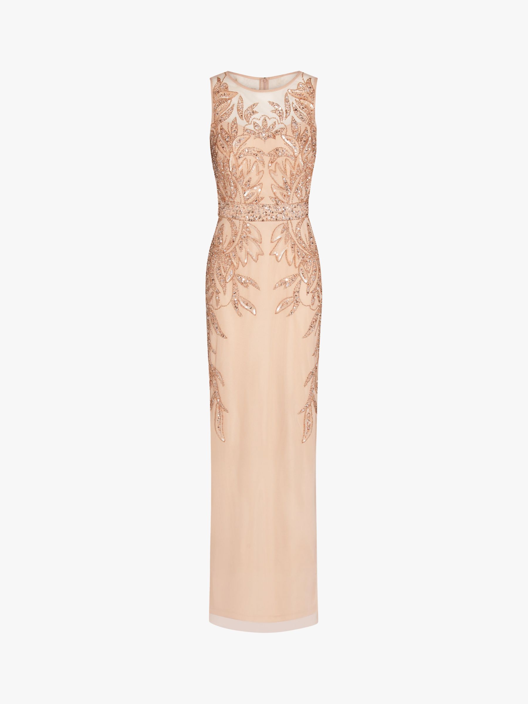 Adrianna Papell Papell Studio Beaded Column Dress Rose Gold at