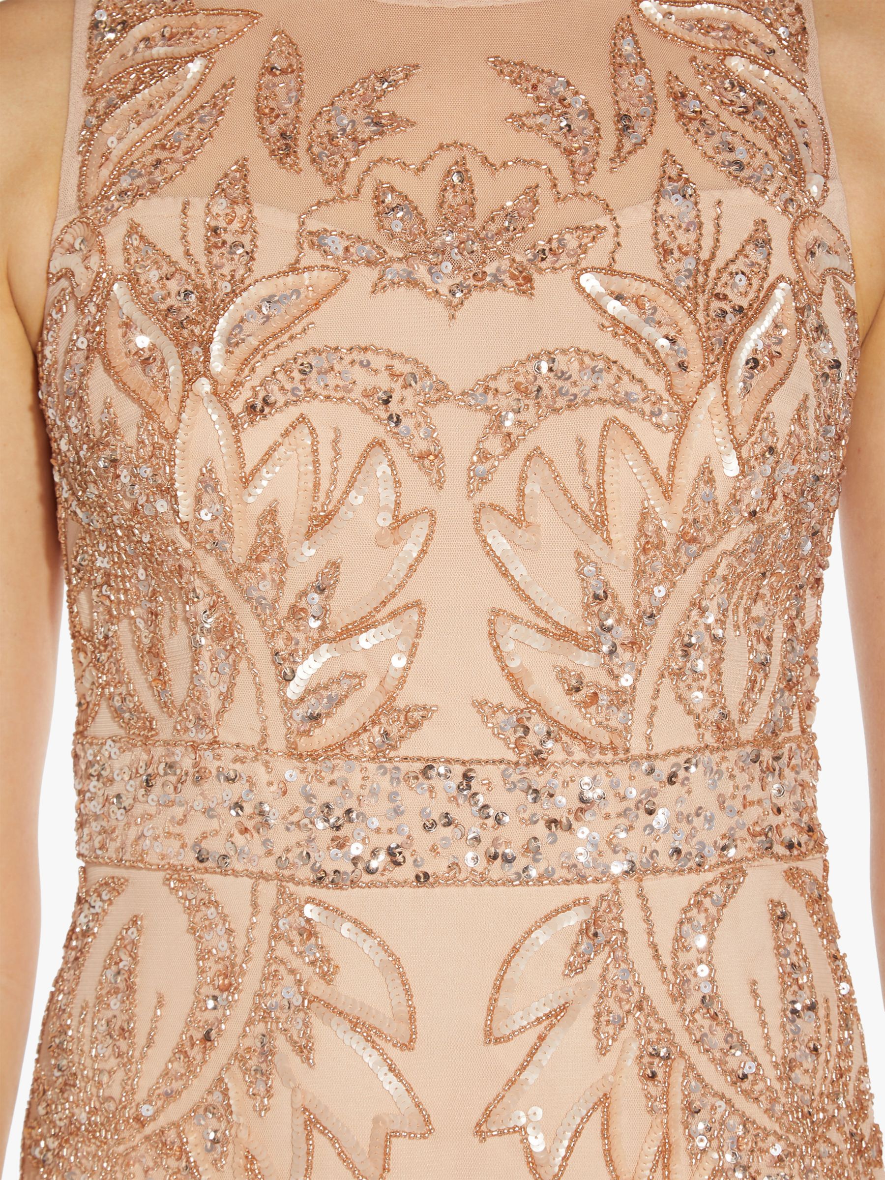 Adrianna Papell Papell Studio Beaded Column Dress, Rose Gold, 6