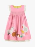 Mini Boden Kids' Animal Applique Smocked Dress, Pink