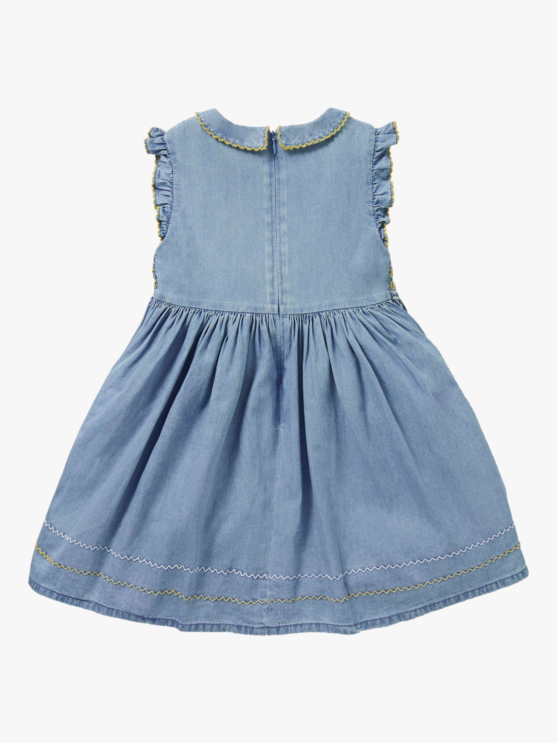 Mini Boden Kids' Traditional Smocked Woven Dress, Chambray