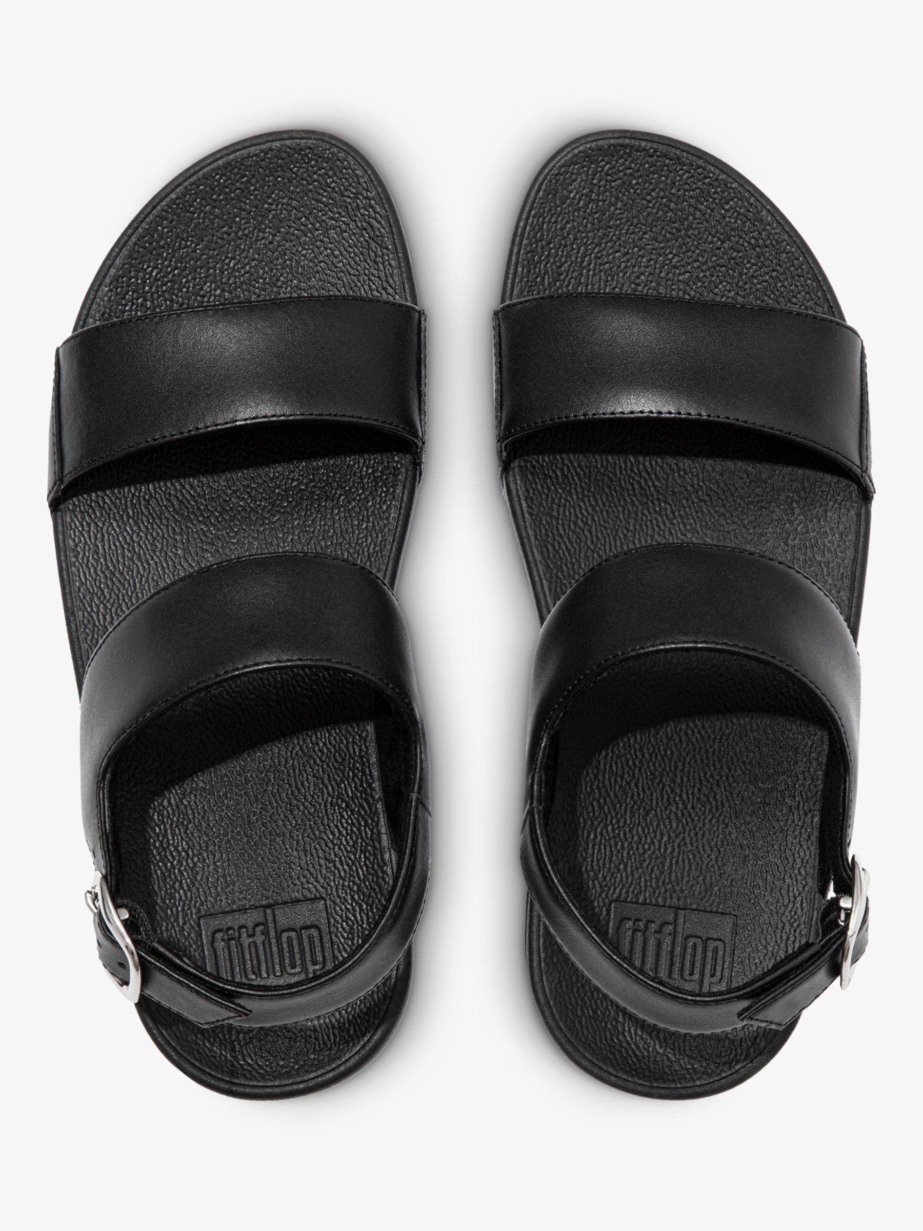 FitFlop Lulu Leather Wedge Heel Sandals, All Black at John Lewis & Partners