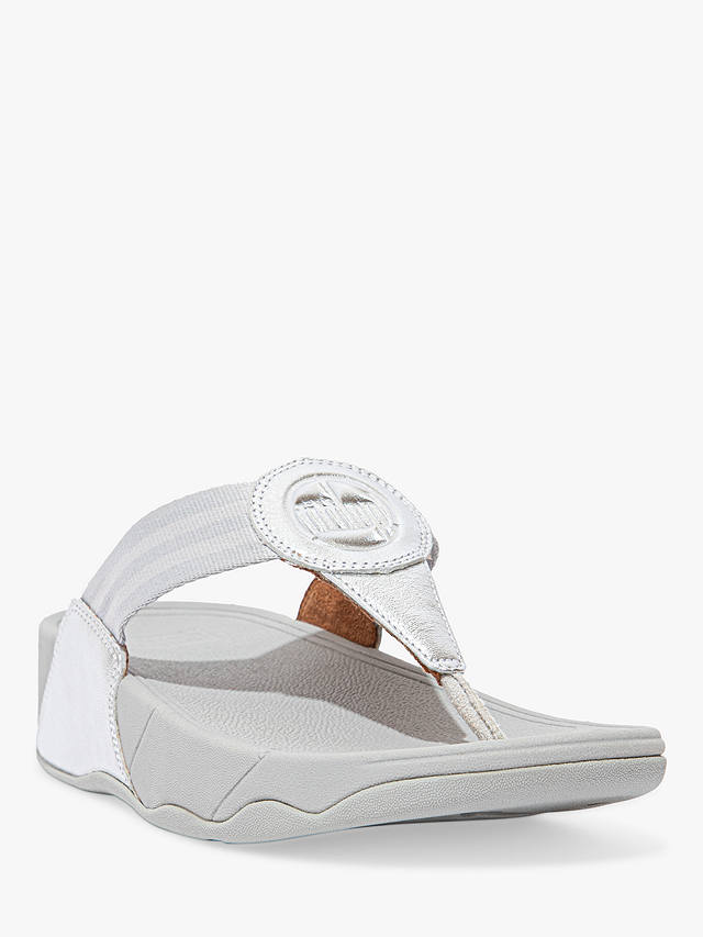 FitFlop Walkstar Leather Mix Toe Post Sandals, Silver