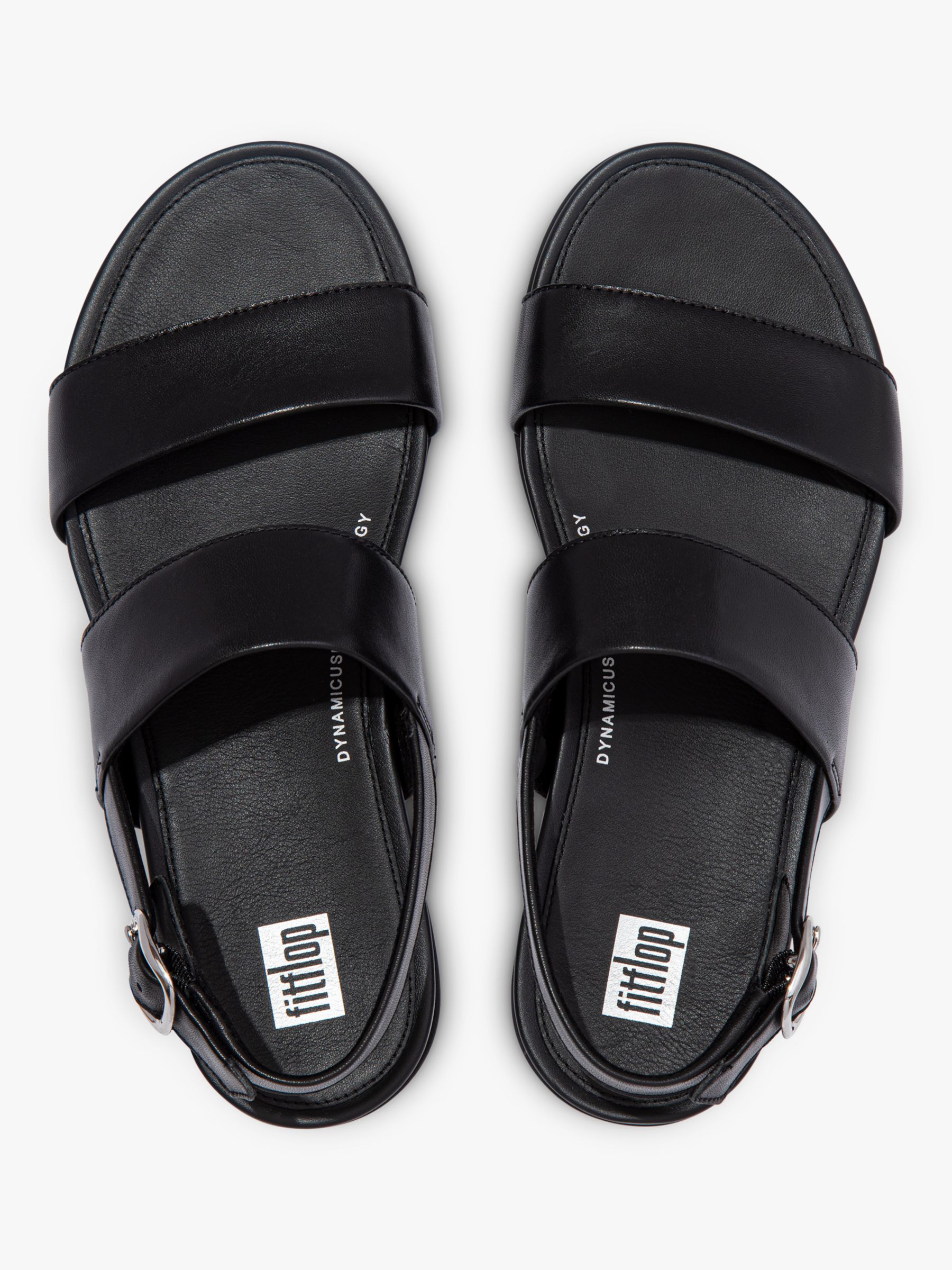 FitFlop Gracie Leather Double Strap Sandals, All Black at John Lewis ...