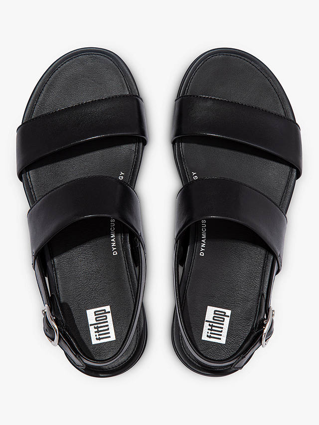 FitFlop Gracie Leather Double Strap Sandals, Black at John Lewis & Partners