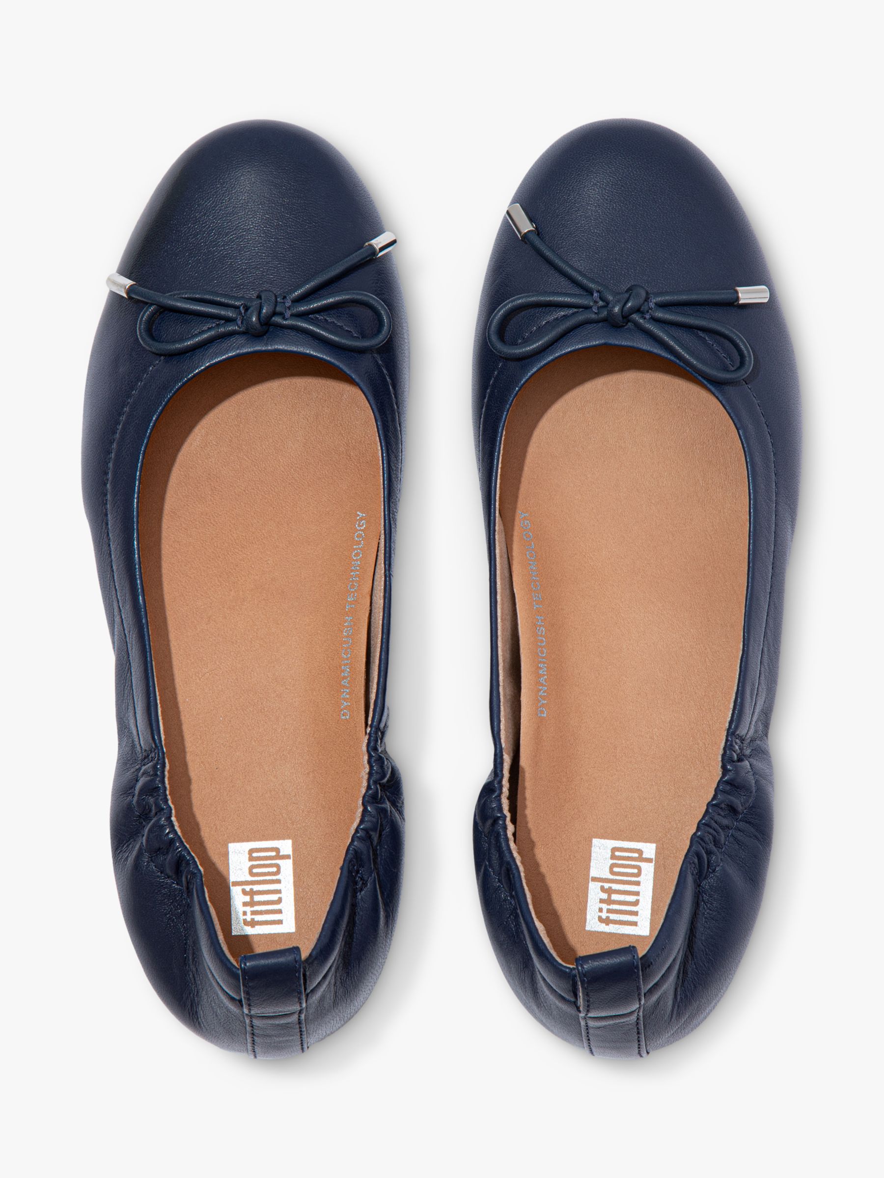 FitFlop Allegro Bow Leather Pumps, Midnight Navy at John Lewis & Partners