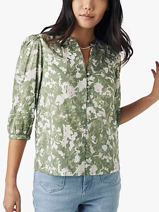 FatFace Riley Floral Print Blouse, Mint Green