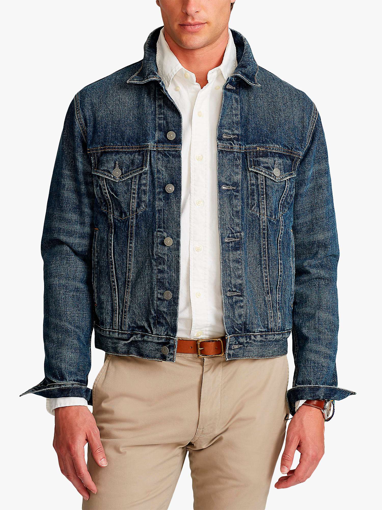 Buy Polo Ralph Lauren Icon Trucker Denim Jacket, Blue Online at johnlewis.com