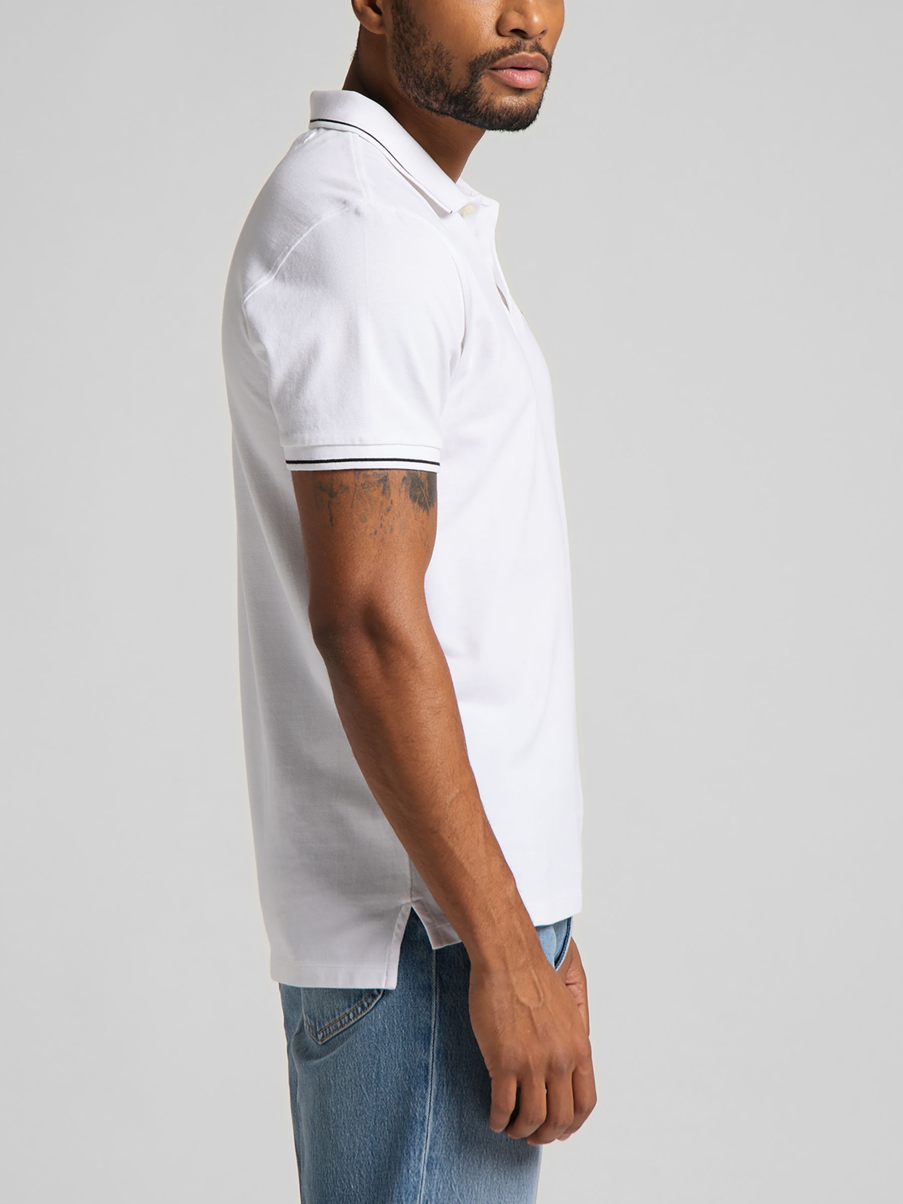 Lee Short Sleeve Polo Top, Bright White, S