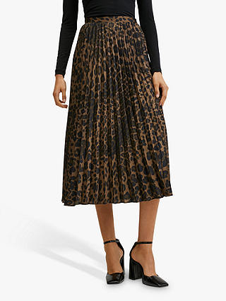 Mango Leopard Print Midi Skirt, Brown