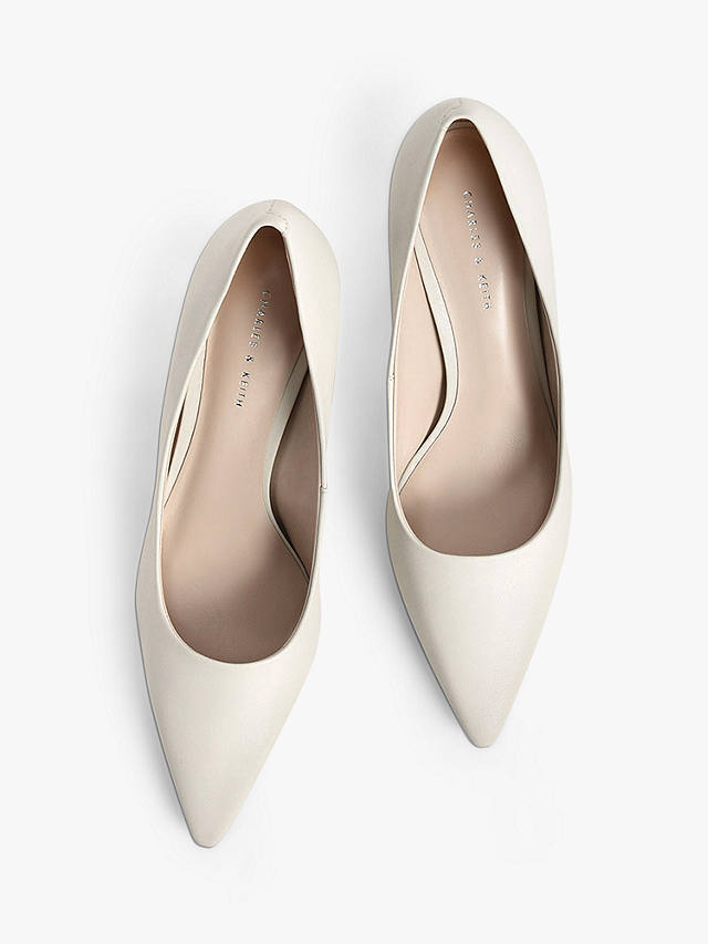 CHARLES & KEITH Spool Heel Court Shoes, Chalk