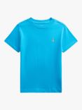 Ralph Lauren Kids' Embroidered Logo T-Shirt, Blue Aqua