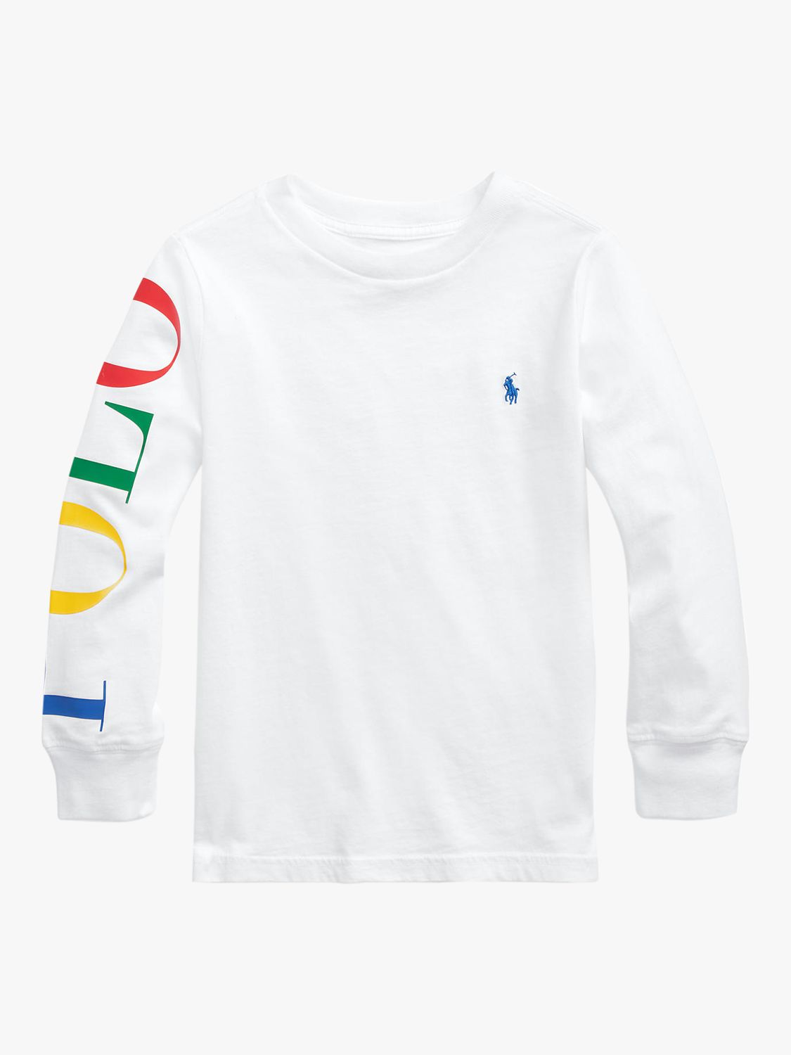 Ralph Lauren Kids' Printed Logo Long Sleeve T-Shirt, White