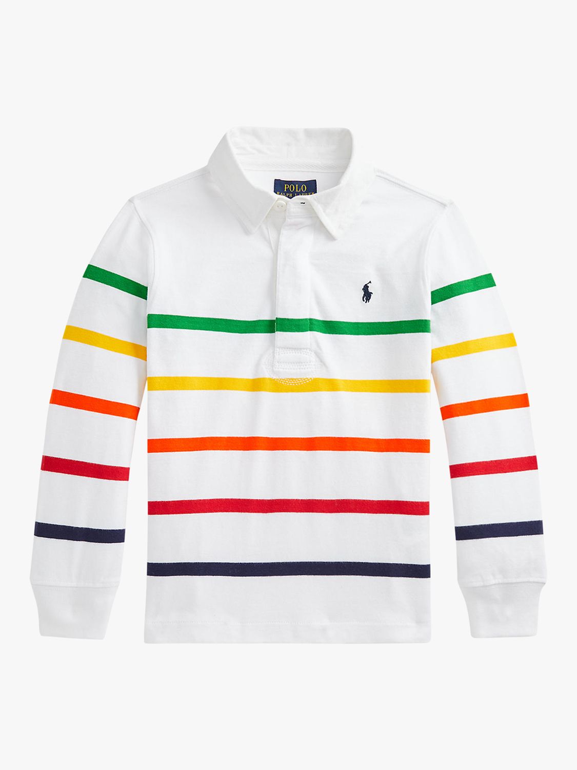 Ralph Lauren Kids' Stripe Logo Rugby Shirt, White/Multi