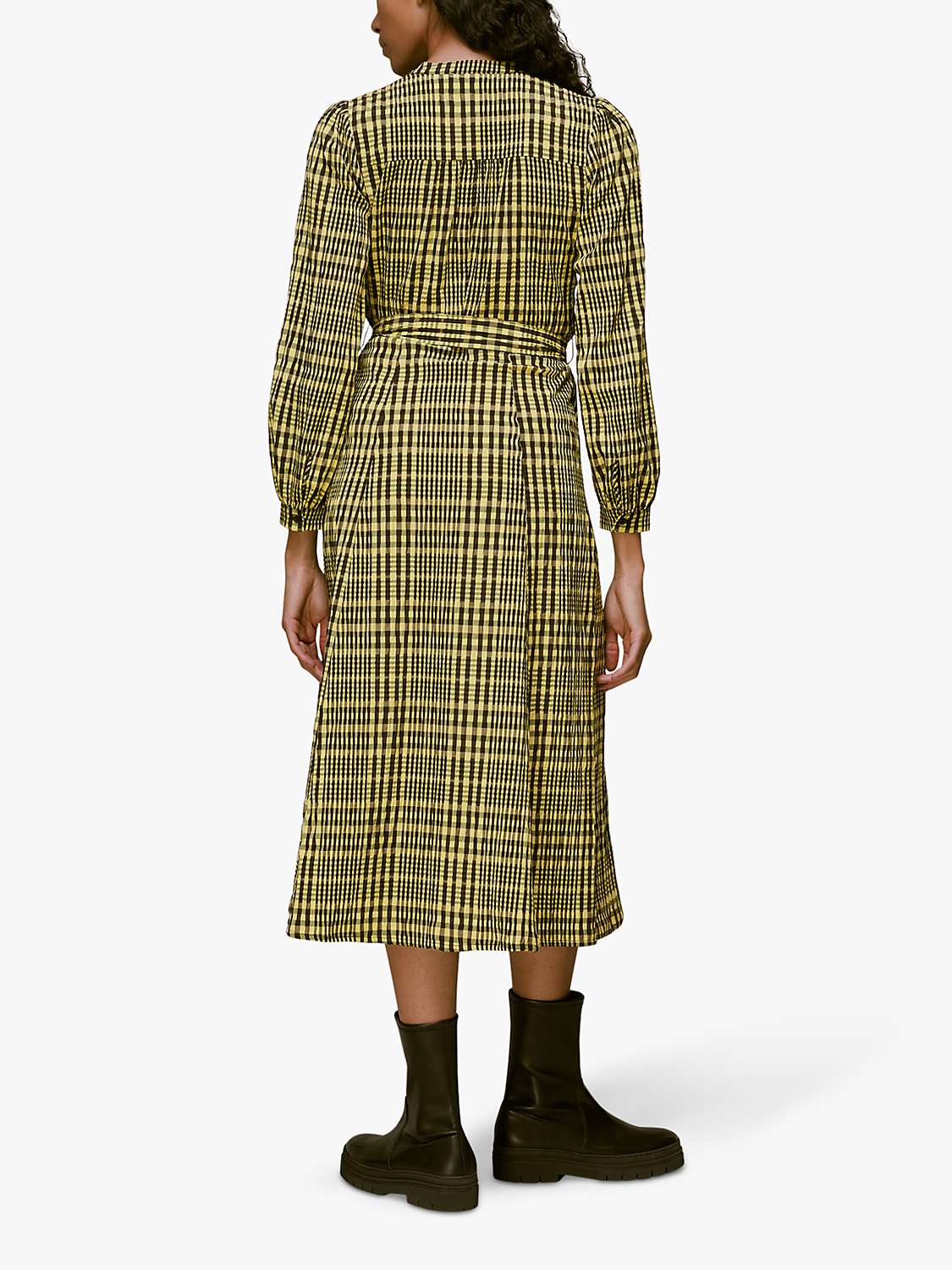 Buy Whistles Nora Gingham Check Dress, Yellow/Multi Online at johnlewis.com