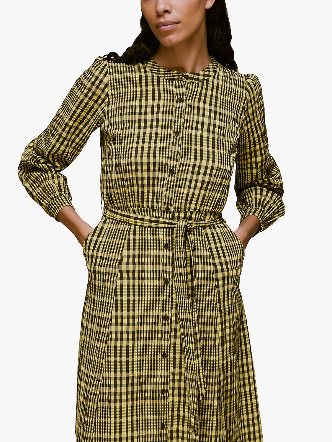 Buy Whistles Nora Gingham Check Dress, Yellow/Multi Online at johnlewis.com