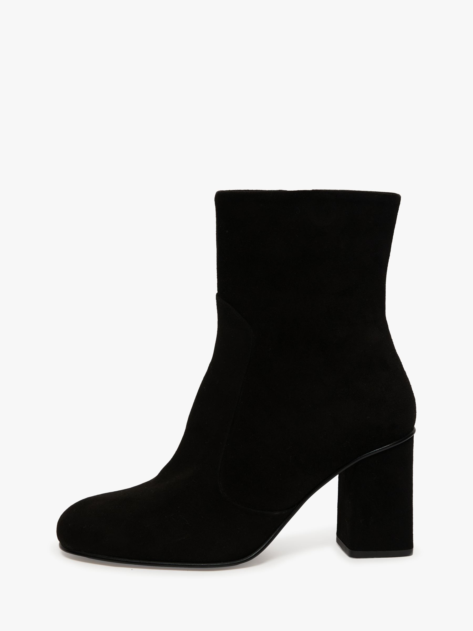 Jigsaw April Suede Heeled Ankle Boots, Black